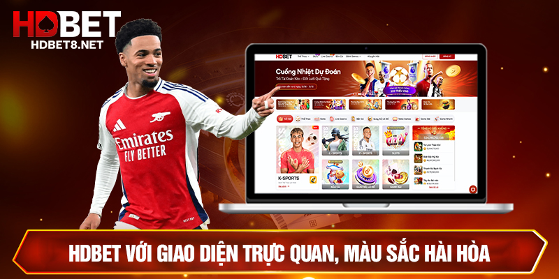 Trang chủ HDBET với giao diện trực quan, màu sắc hài hòa