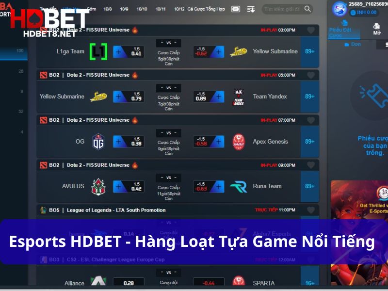Esports HDBET mang đến hàng loạt tựa game nổi tiếng