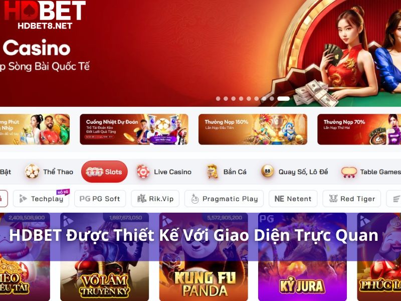 Trang chủ HDBET với giao diện trực quan, màu sắc hài hòa