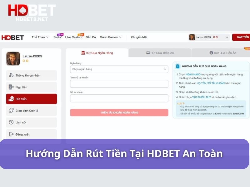Trang chủ Rút tiền an toàn, bảo mật tại HDBET